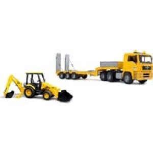 bruder MAN TGA Tieflader mit JCB MIDI Baggerlader