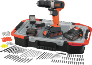 BLACK+DECKER BCD001BAST-QW Akkuschrauber mit 160-teiligen Zubehörset
