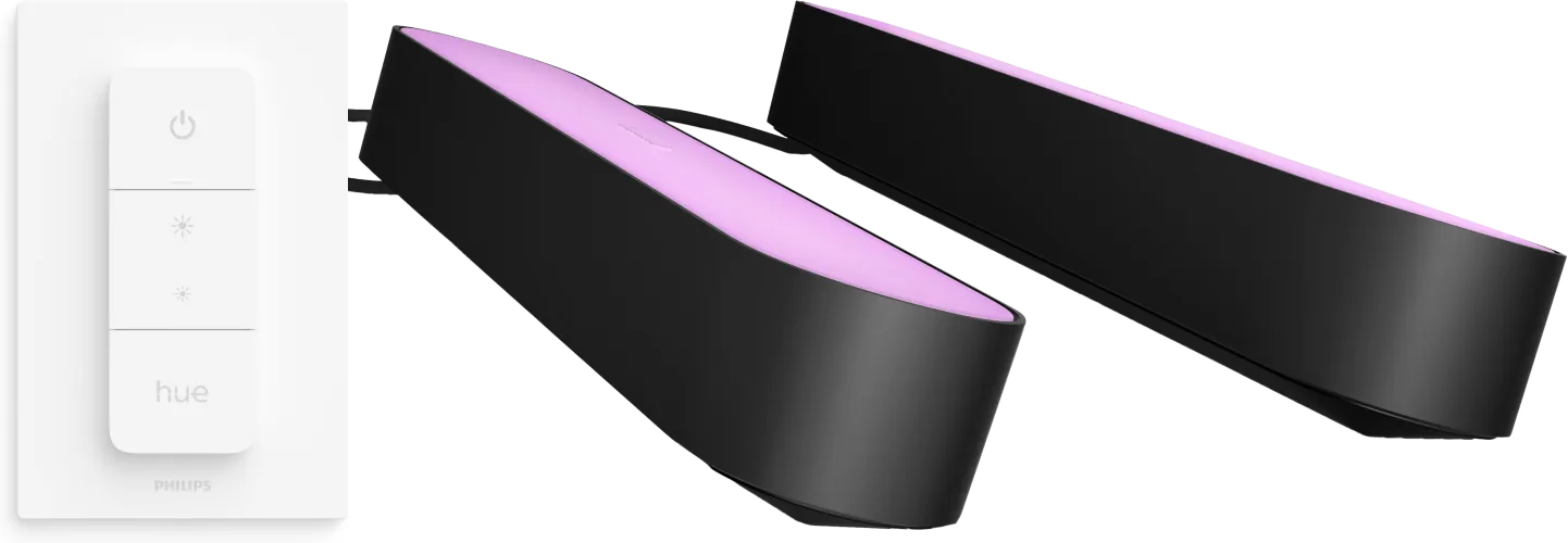 Philips Hue Play Lightbar White and Color Schwarz Doppelpack + Philips Hue Kabelloser Dimmer